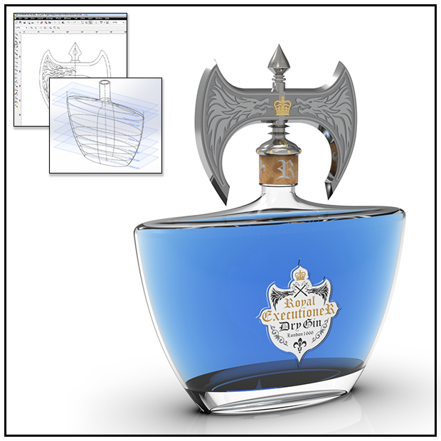 3D Ekegant Gin Bottle Design
