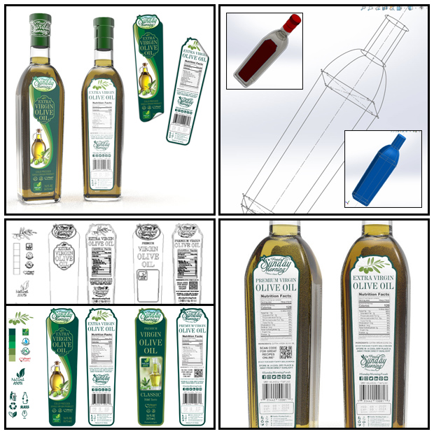 3D Custom Olive Oil Bottles