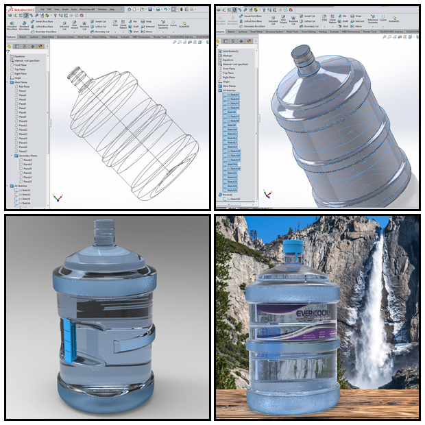 3D polycarbonate Water Bottle