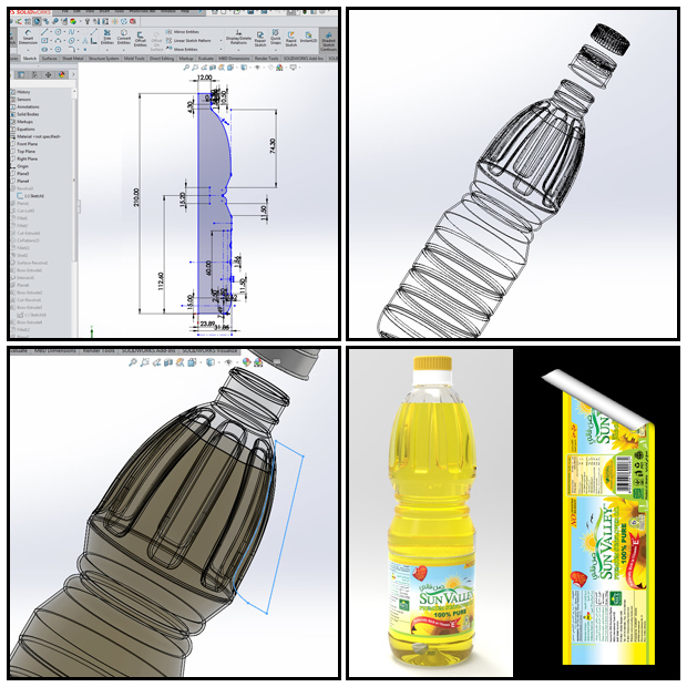 PET Oil Bottle 3D Design