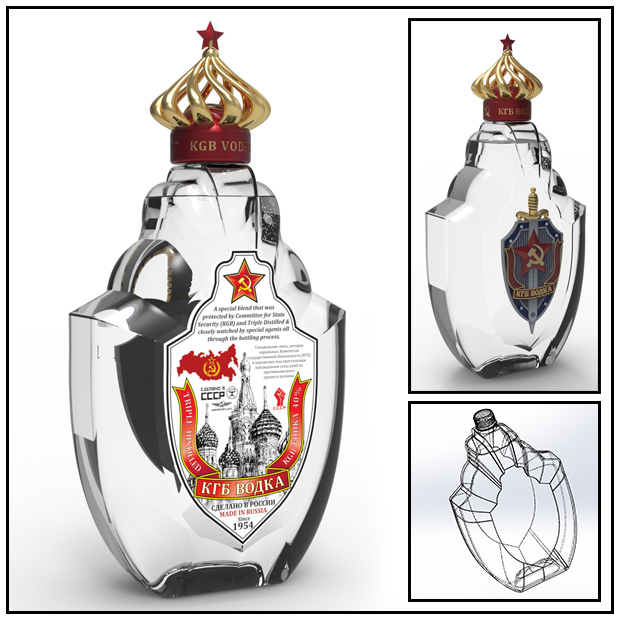 3D Elegant Vodka Bottle Design